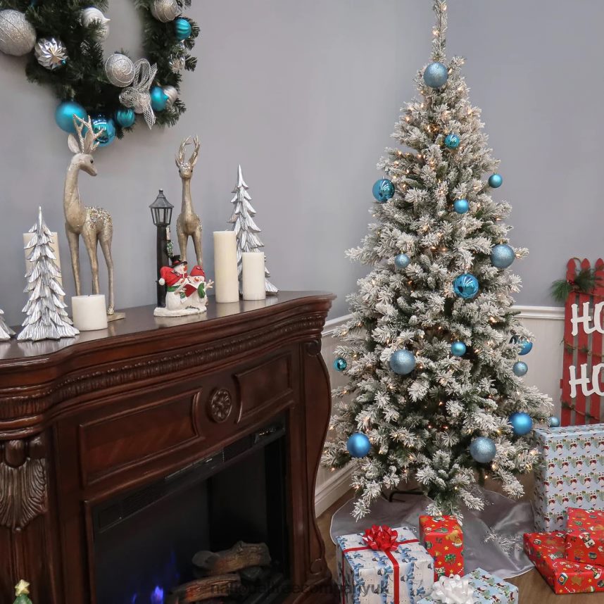 Trees | National Tree Company 75 ft Snowy Mountain Pine Slim Pine Tree with Clear Lights F2L4F42